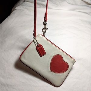 Coach Bags - Coach change purse white red heart leather Coach Bags - Coach change purse white red heart leather